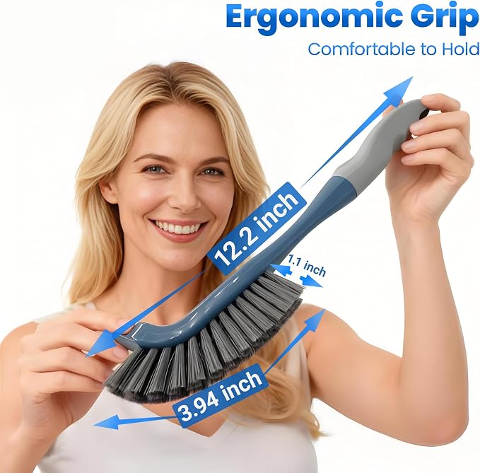 3 Pack Hard Bristle Scrub Brush Set, Cleaning Brush Designed - Image 2