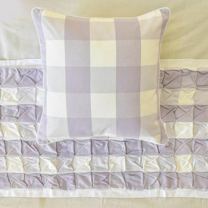 The HomeCentric King/Queen/Twin Lavender Decorative Bed Runner Full 68"x18" Bed Runner Without Pillow Cover, Checkered, Buffalo Plaid, Check Bed Scarf on Cotton Fabric - Lavender Plaid Knots
