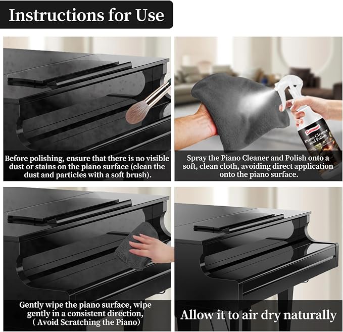 Piano Cleaner and Polish, Wax and Protect Glossy All in One Bottle Restore the - Image 4