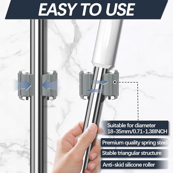 3-H 12 Pack Mop and Broom Holder Big Size Hanging 1 KG Extra, Broom Hanger Wall - Image 5