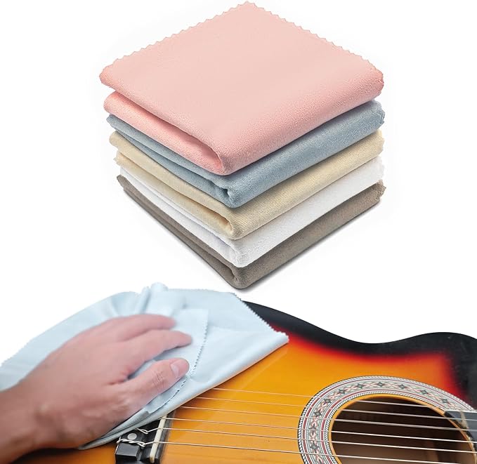 SAPHUE 5pcs Guitar Cleaning Kit Microfiber 12 * 12in Plush Polishing Cloths - Image 7