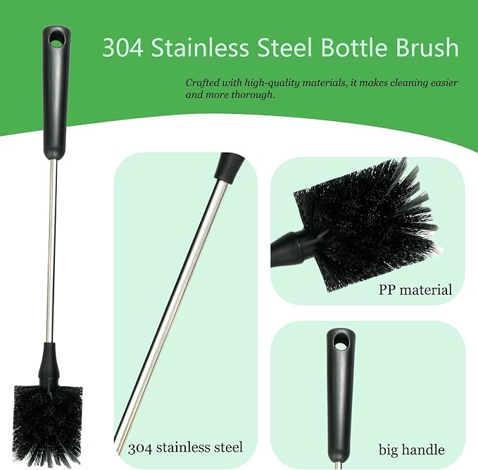 3 Pack Bottle Brush, 15 Inches Long Handle Water Bottle Cleaner Brush Set - Image 2