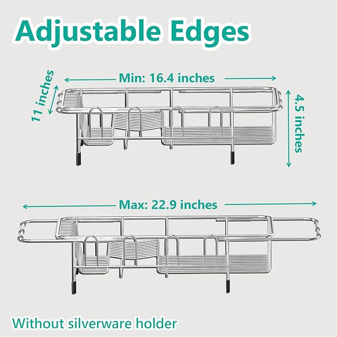 Dish Drying Rack in Sink Expandable Stainless Steel Kitchen Dish Drainer - Image 6
