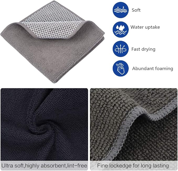 SINLAND Microfiber Dish Cloth for Washing Dishes Best Kitchen Washcloth Dish - Image 4