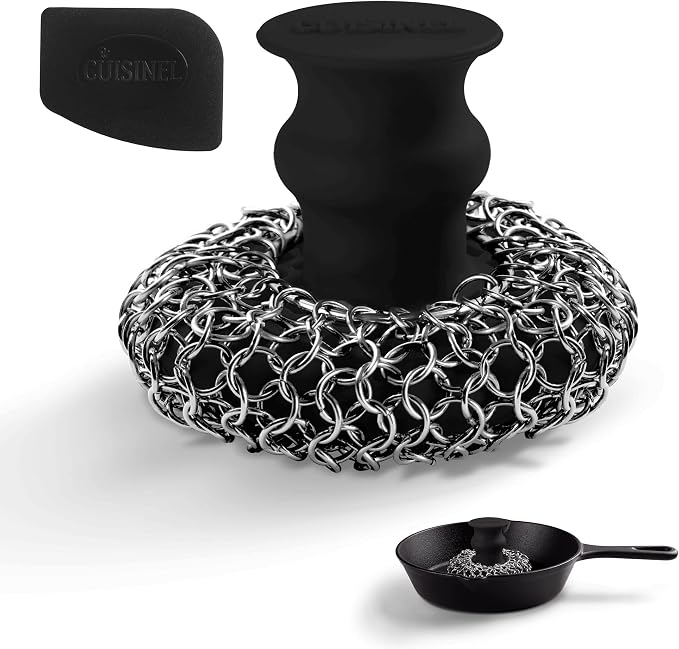 Cuisinel Cast Iron Chainmail Scrubber + Pan Scraper by Cuisinel
