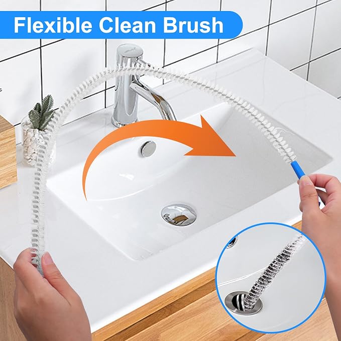 4 Pack Flexible Drain Cleaning Brush, Sink Pipe Cleaners Drain Clog Remover Tool - Image 4
