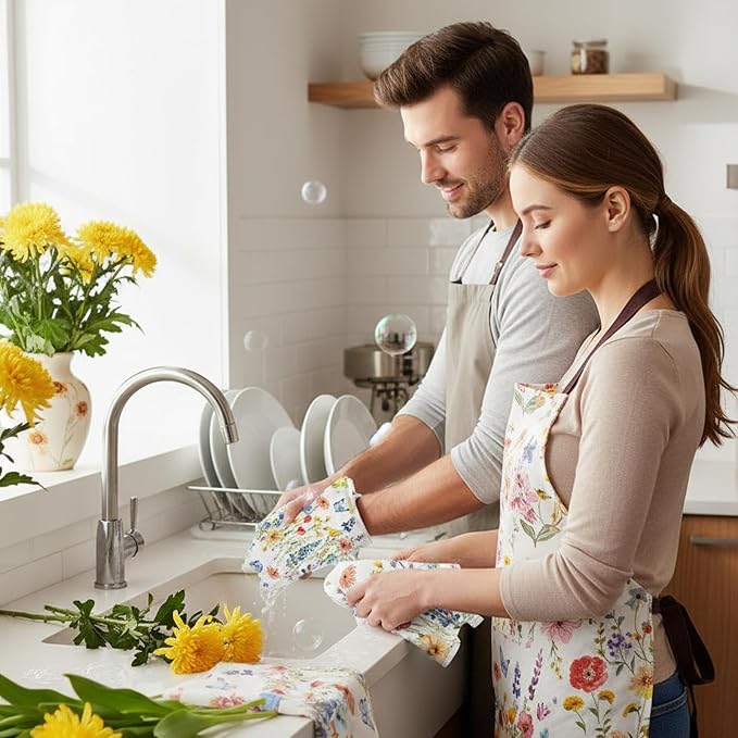 Tinlade 36 Pack Wildflower Reusable Cleaning Cloths Washable Kitchen Towels - Image 4