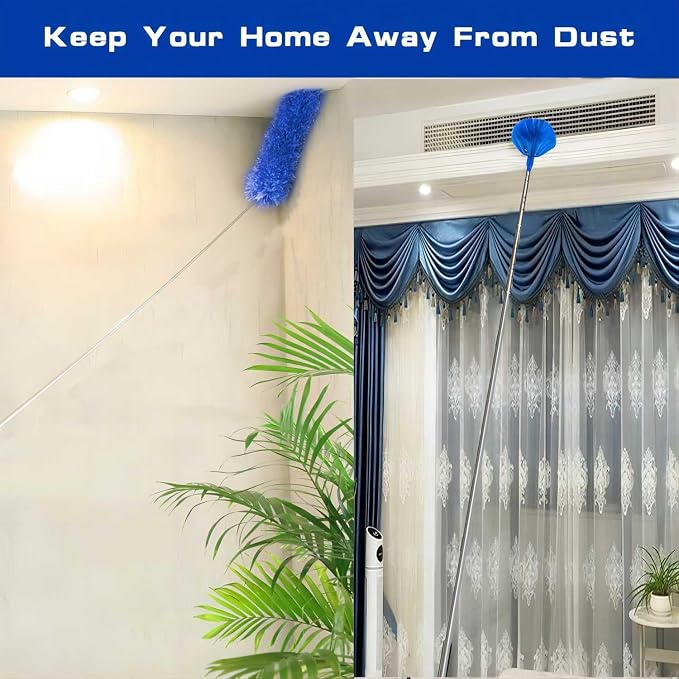 Cobweb Duster with Extension Pole, Washable Cleaning Duster Kit with 3 Duster - Image 3