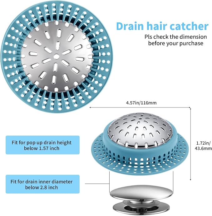 Shower Drain Hair Catcher, Shower Drain Cover, Bathtub Drain Hair Catcher - Image 2