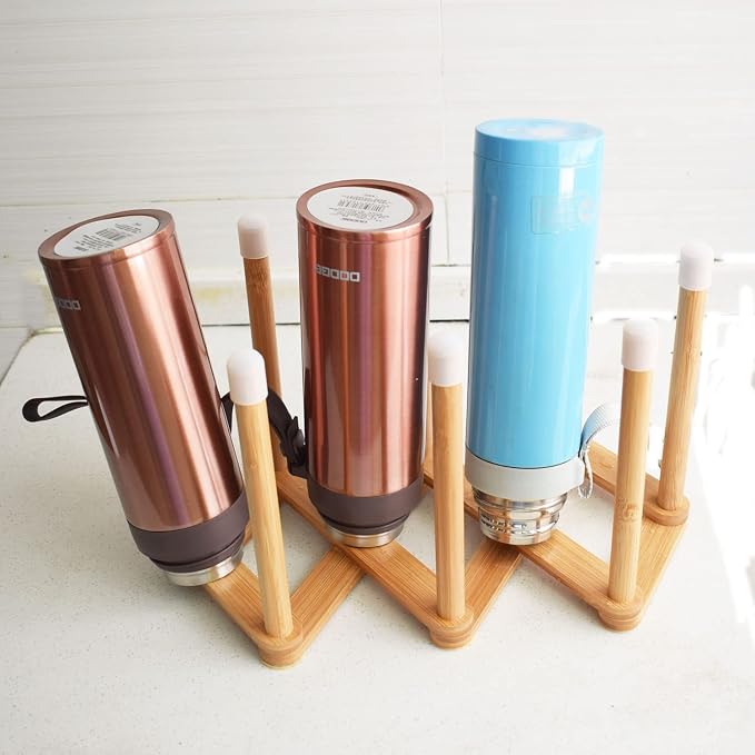 Bamboo Retractable Bottle Drying Rack Cup Dish Drying Racks, Sports Water - Image 6