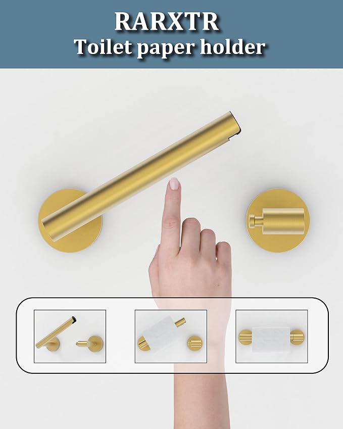 Gold 2 Pack Toilet Paper Holder SUS304 Stainless Steel Double Post Pivoting - Image 2
