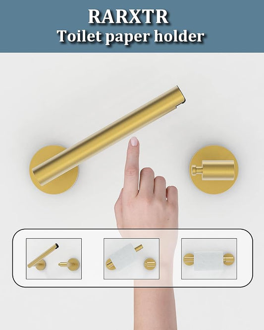 RARXTR Gold 2 Pack Toilet Paper Holder SUS304 Stainless Steel Double Post - Image 2