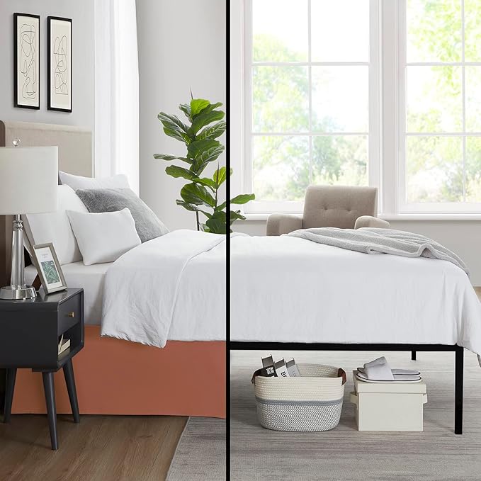 Nestl Rust Bed Skirt King Size - King Bed Skirt 14 Inch Drop - Brushed Microfiber Bed Skirts - Hotel Quality Pleated Bed Skirt - Shrinkage & Fade Resistant