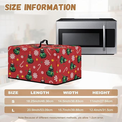 Microwave Ovens Dust Cover, Christmas Cat Polyester Waterproof Countertop Microwave Dust Cover Dustproof Tear-Resistant for Most Standard Sizes Easy to Clean