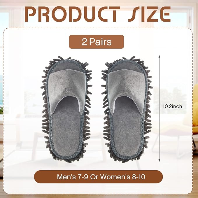 Jecery 2 Pairs Microfiber Cleaning Mop Slippers - Image 2
