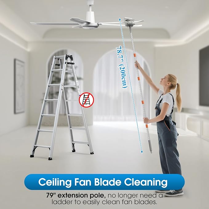 Extendable Cleaner for Ceiling Fan and Baseboards Cleaner Tool- 79” Adjustable - Image 5