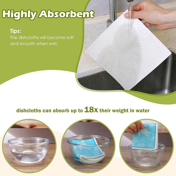 6 Packs Swedish Paper Cloths for Kitchen, Reusable Paper Towels Washable Dish - Image 4