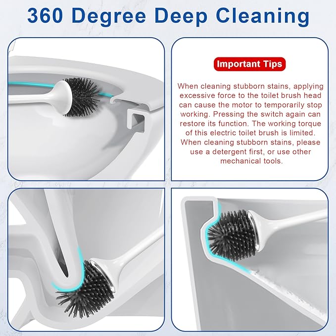 Electric Toilet Brush, Silicone Toilet Brush, Toilet Bowl Brush and Holder Set - Image 2