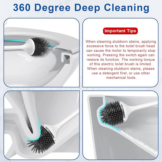 Electric Toilet Bowl Brush, Silicone Toilet Brush, Toilet Bowl Brush and Holder - Image 2