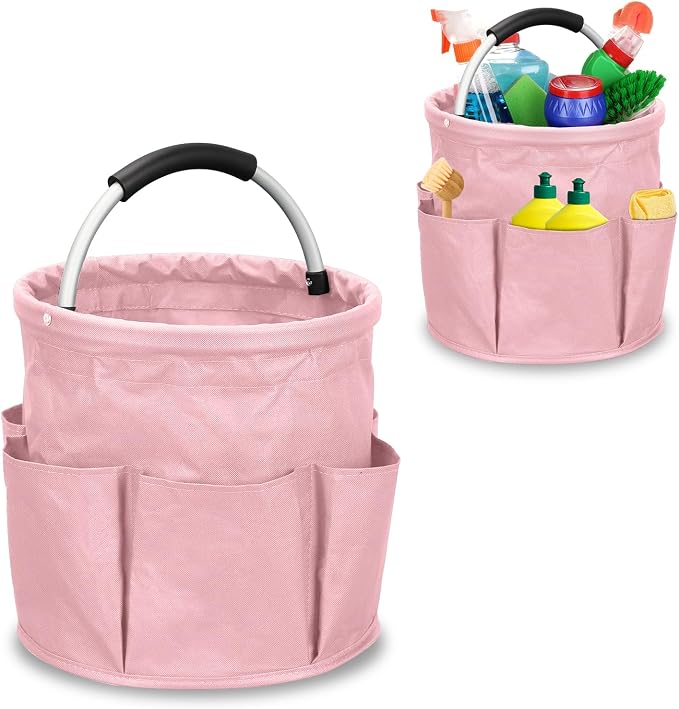 17L Cleaning Caddy with Handle, Foldable Cleaning Supply Caddy with 6 Pockets by Yallmie