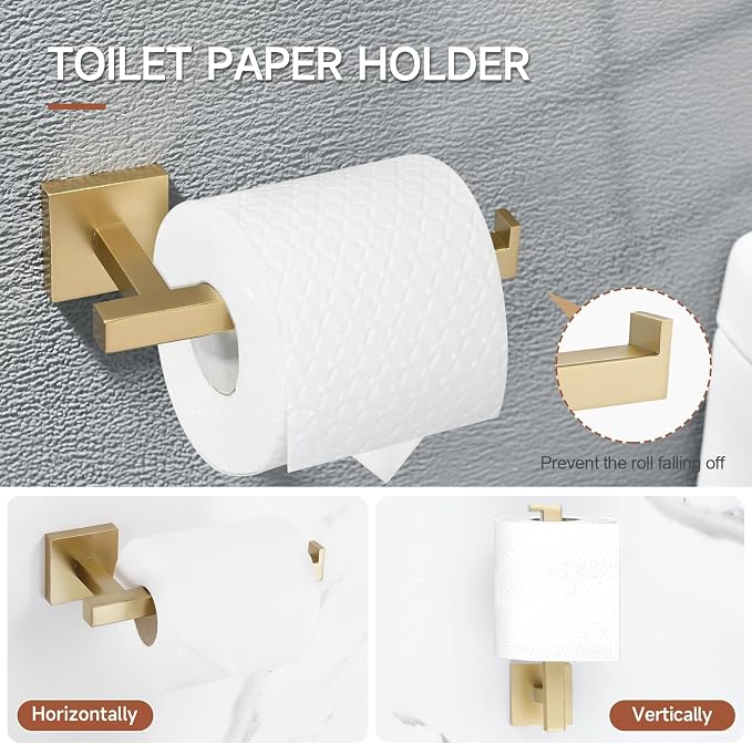 TQKAG 5-Piece Bathroom Accessories Set Brushed Gold Bathroom Hardware Set - Image 5
