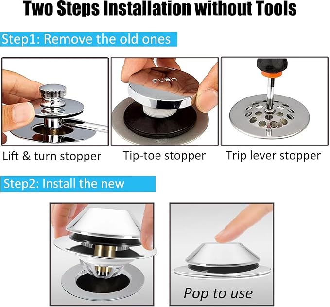 Bathtub Drain Stopper, Pop Up Tub Stopper Bottom - Image 3