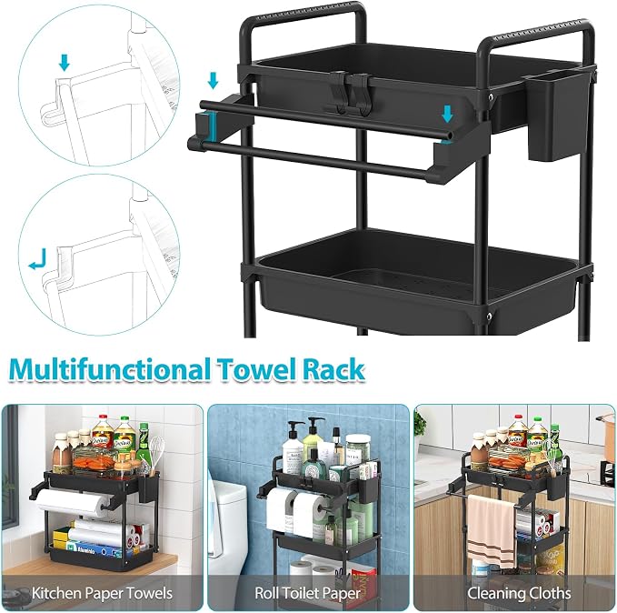 SPACEKEEPER Rolling Storage Cart, 4-Tier Bathroom Organizer Utility Cart - Image 2