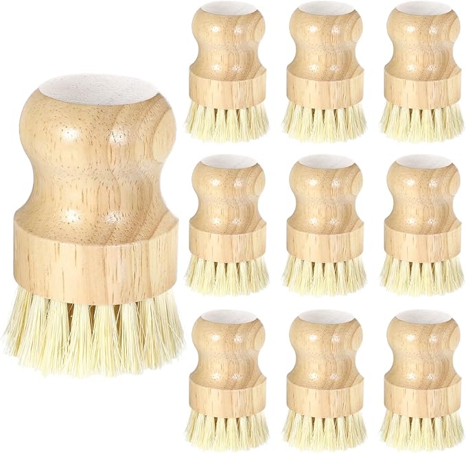 10 Pack Bamboo Dish Brush Set, Natural Dish Scrub Brush by Molain