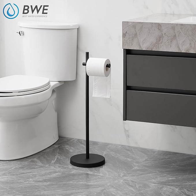 BWE Black Toilet Paper Holder Free Standing Toilet Paper Holder - Image 4
