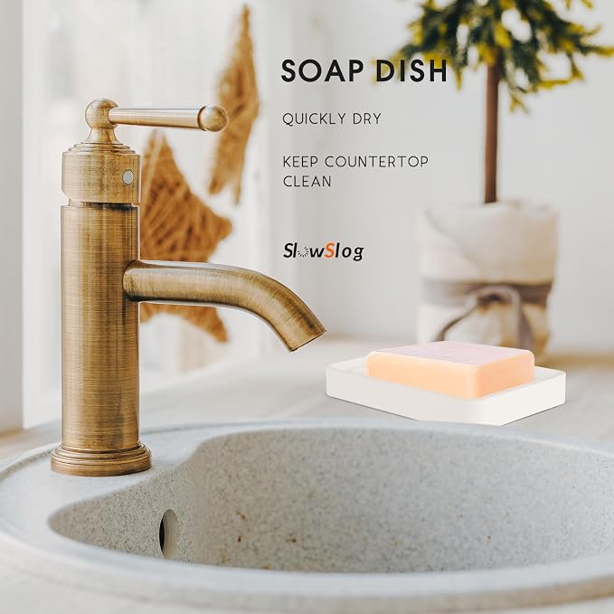 1 Pack Diatomite Soap Dish Holder, Quick Dry Stone Bath Tray, Diatomaceous - Image 4