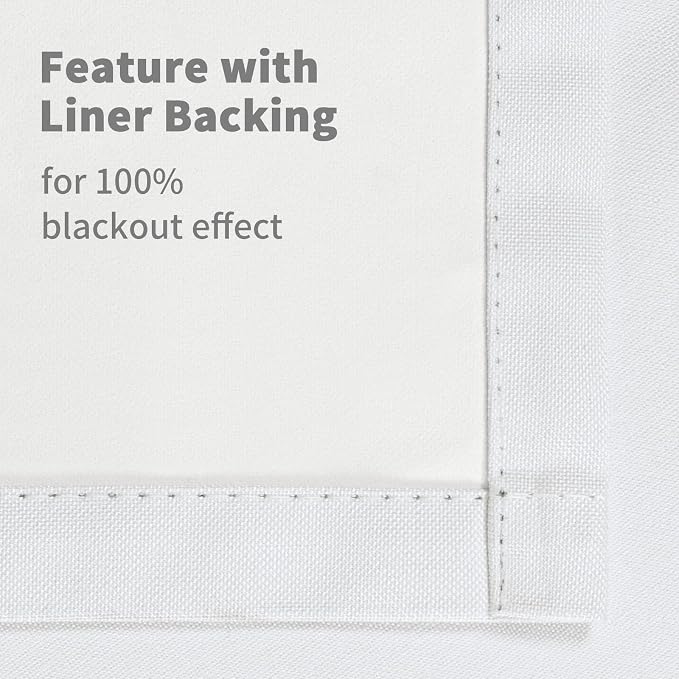 YoungsTex White Linen Blackout Curtains 45 Inch Length - Image 9