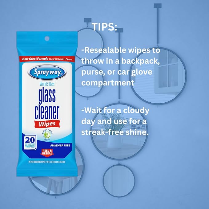 Sprayway Glass Cleaner Wipes, Pre-Moistened | Original Ammonia-Free Formula | - Image 5