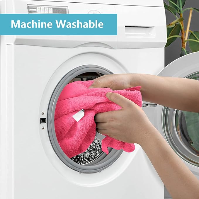 HOMEXCEL Pink Microfiber Cleaning Cloth, 8 Pack Cleaning Towels - Image 6