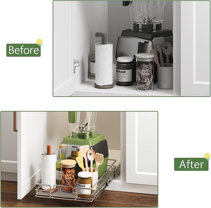 Pull Out Cabinet Organizer 10½" W x 21½" D, Heavy Duty Cabinet Pull Out Shelves - Image 8