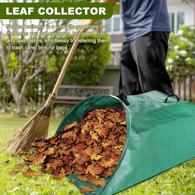 53 Gallon Leaf Collector, Large Yard Dustpan & Reusable Leaf Bag, Foldable - Image 4