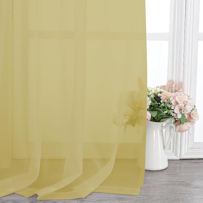 Chyhomenyc Yellow Sheer Curtains 78 Inches Long 2 Panels Set - Image 5