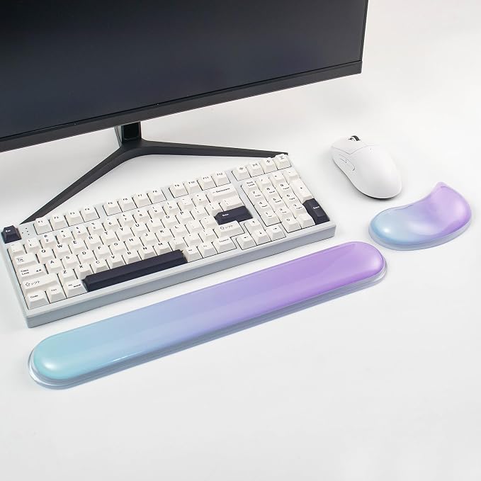 Gel Keyboard and Mouse Wrist Rest Set –Blue Purple Clear Wrist Rest by Sumgsn