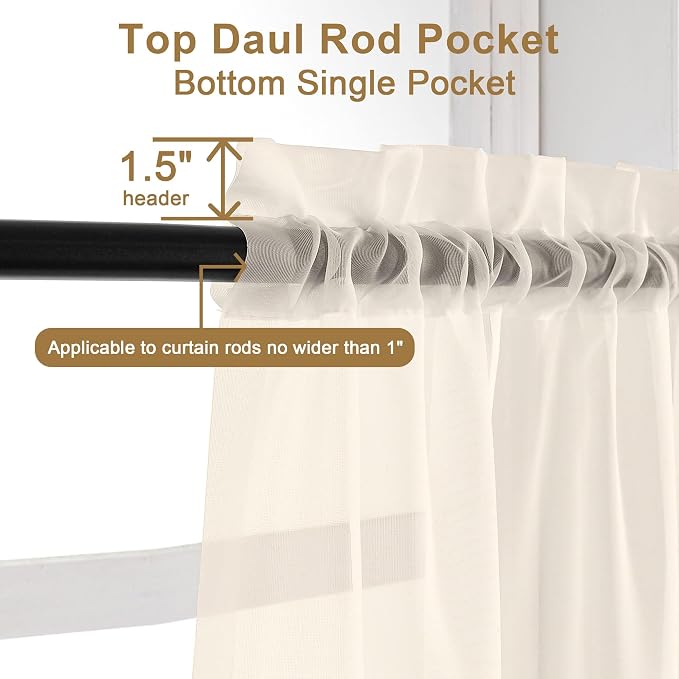 Chyhomenyc Cream Sheer Valances - Image 5