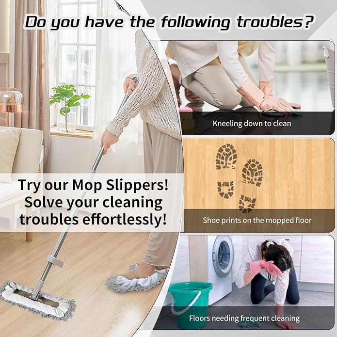 Mop Slippers Socks Floor Cleaning, Microfiber Shoe Covers dust Washable Reusable - Image 5