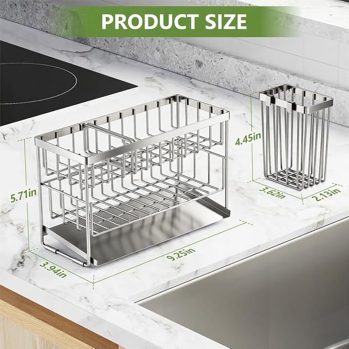 Cisily Silver 2-Tier Kitchen Sink Caddy Organzier Rack - Image 5