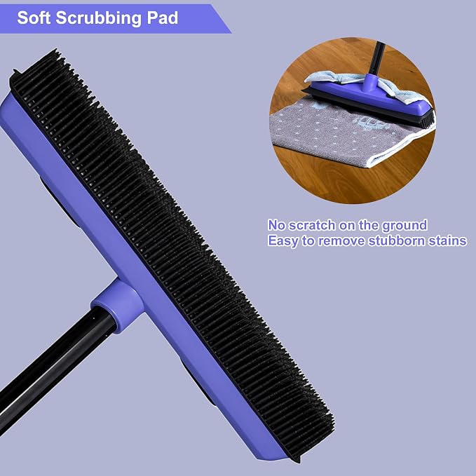 Carpet Brush for Pet Hair Remover, Rubber Broom for Pet Hair on Carpet - Image 4