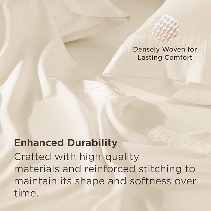 Bedsure Deep Pocket Full Size Bed Sheets Set - Fits Mattresses Up to 21 Inches Thick - 4 Piece GentleSoft Bed Sheets, Moisture Wicking, Soft & Cooling Bedsheet & Pillowcases, Easy & Secure Fit, Ivory