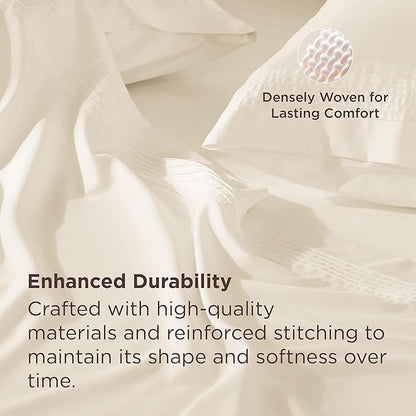 Bedsure Deep Pocket Full Size Bed Sheets Set - Fits Mattresses Up to 21 Inches Thick - 4 Piece GentleSoft Bed Sheets, Moisture Wicking, Soft & Cooling Bedsheet & Pillowcases, Easy & Secure Fit, Ivory