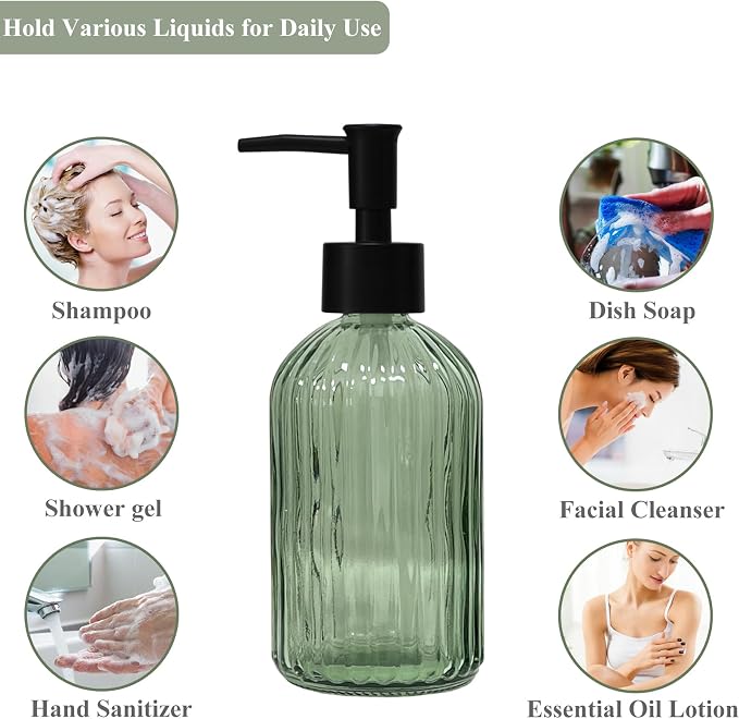 Green Glass Soap Dispenser - Image 4