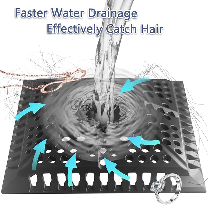 Shower Drain Hair Catcher, Square Silicone Shower Drain Cover - Image 5