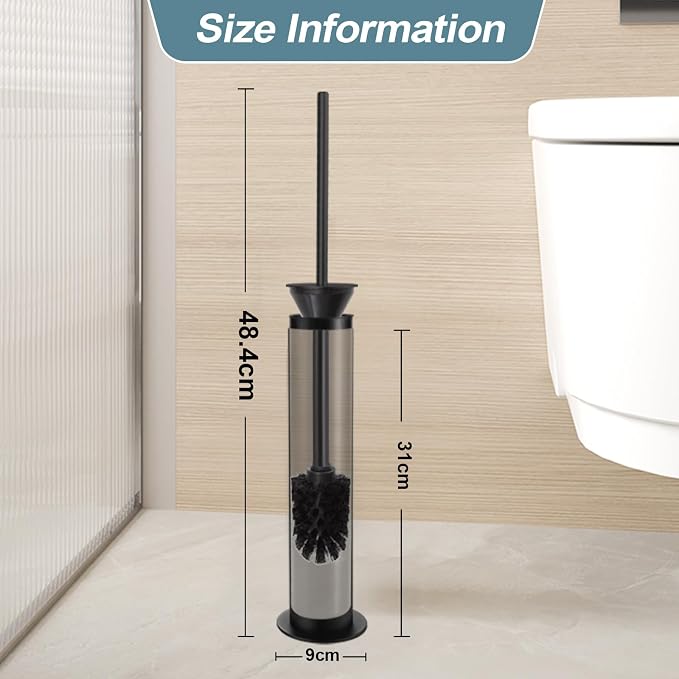 BGL Toilet Brush and Holder Set, Heavy Duty 304 Stainless Steel, Round Base and - Image 4