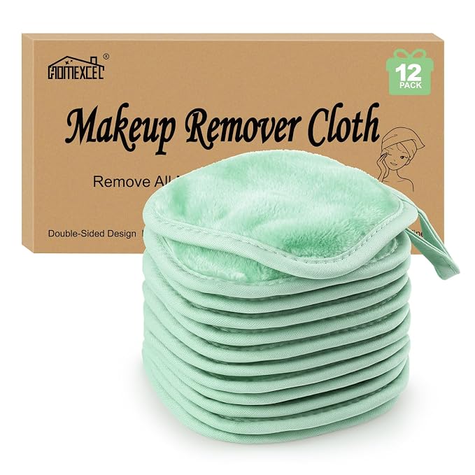 HOMEXCEL Makeup Remover Cloth 12 Count, Reusable Makeup Remover Pads, Washable by HOMEXCEL