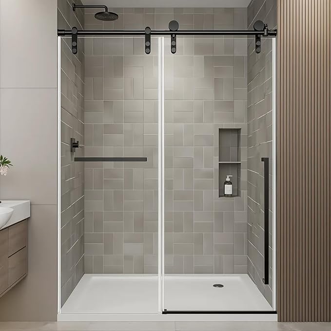 Frameless Sliding Shower Door, 44-48" W x 76" H Shower Glass Door, 5/16" by EGrinbey