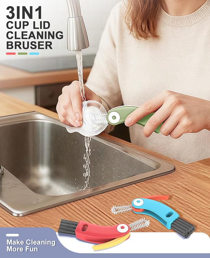 3 in 1 Cup Lid Cleaning Brush 3 PCS - Image 2