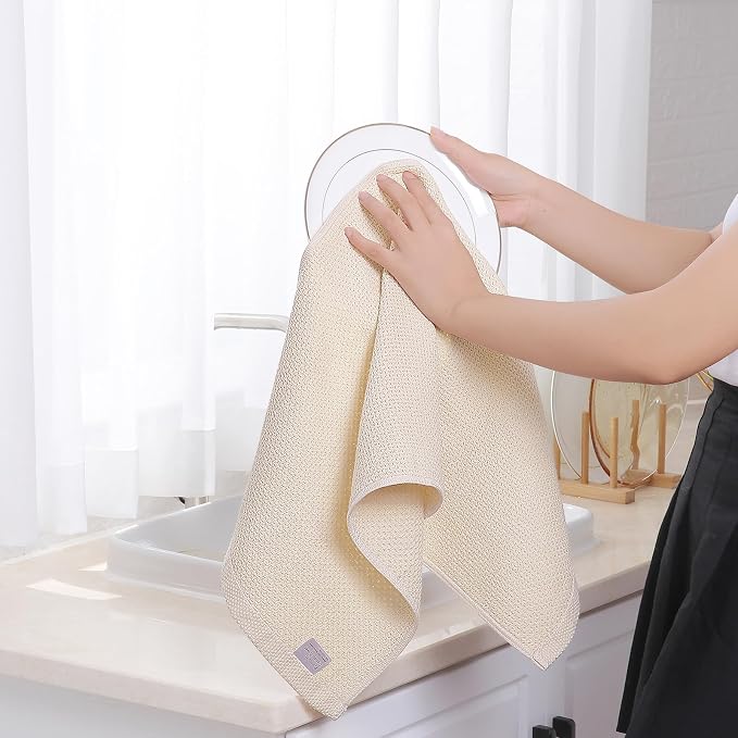 Homaxy 100% Cotton Waffle Weave Kitchen Towels, Quick Drying Cleaning Towels - Image 4